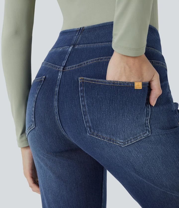 Premium Wash™ High Waisted Pockets Washed Casual Bootcut Jeans
