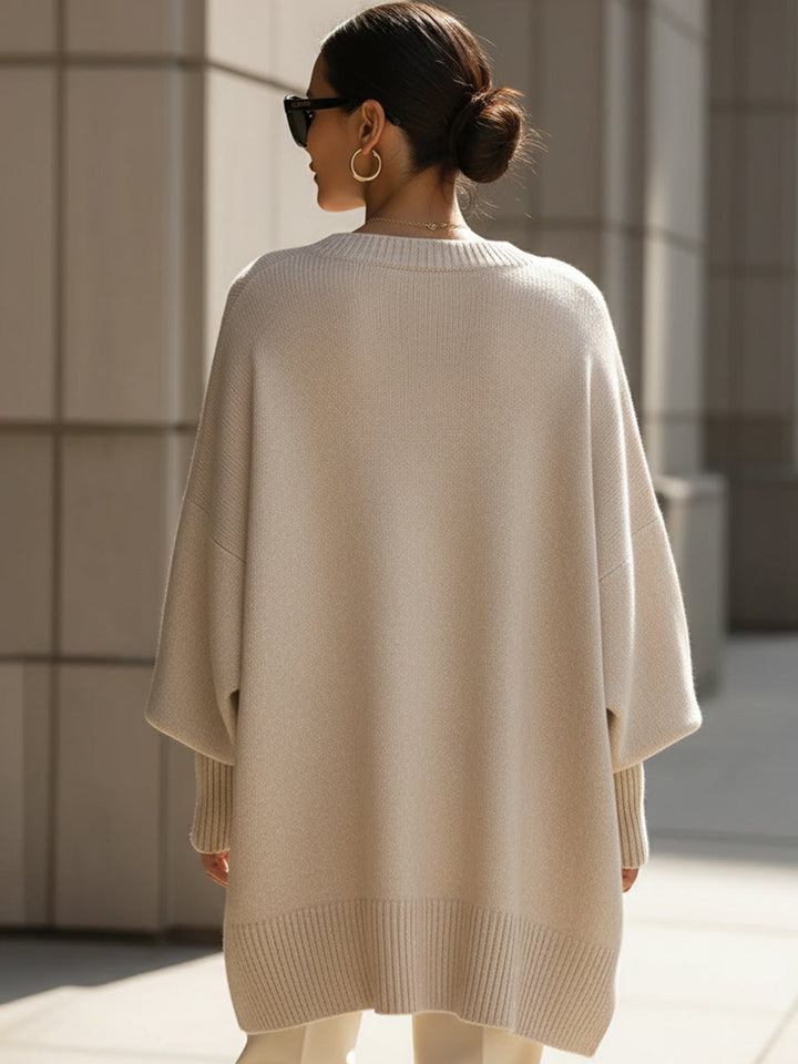 Women's Oversized Asymmetrical Merino Wool Knit Sweater