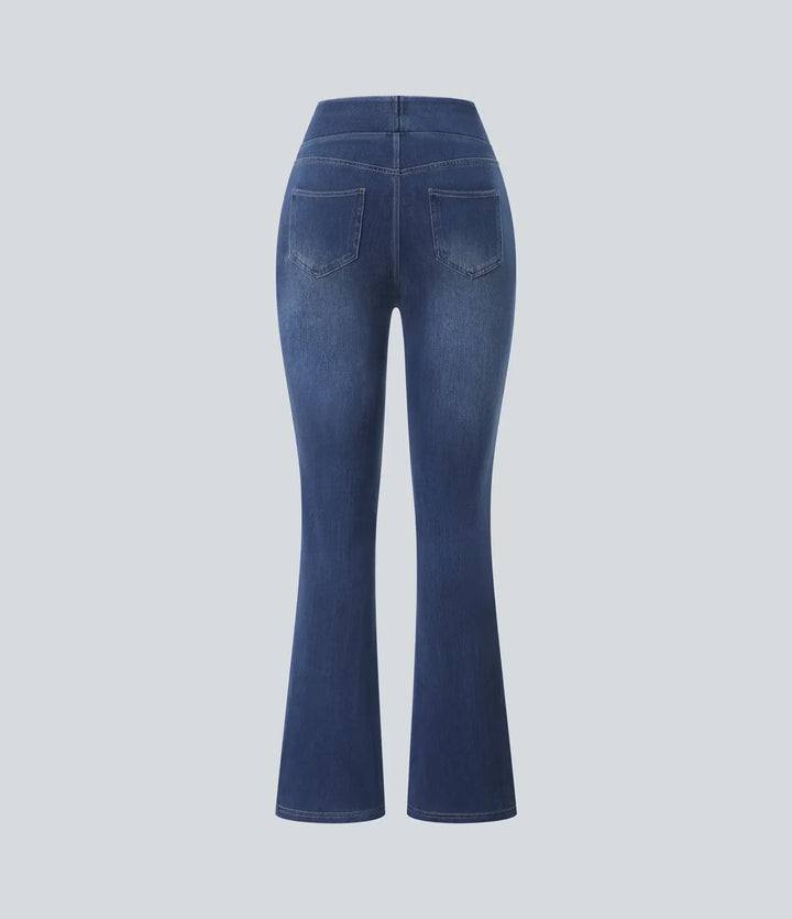 Premium Wash™ High Waisted Pockets Washed Casual Bootcut Jeans