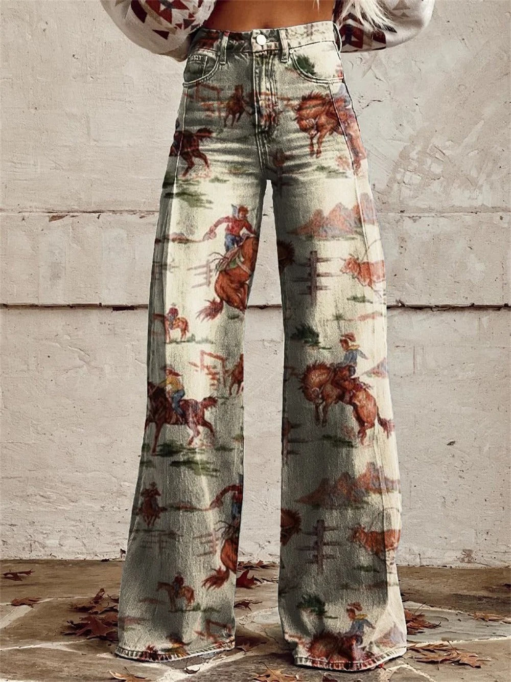 Penelope | Vintage Printed Wide-Leg Pants