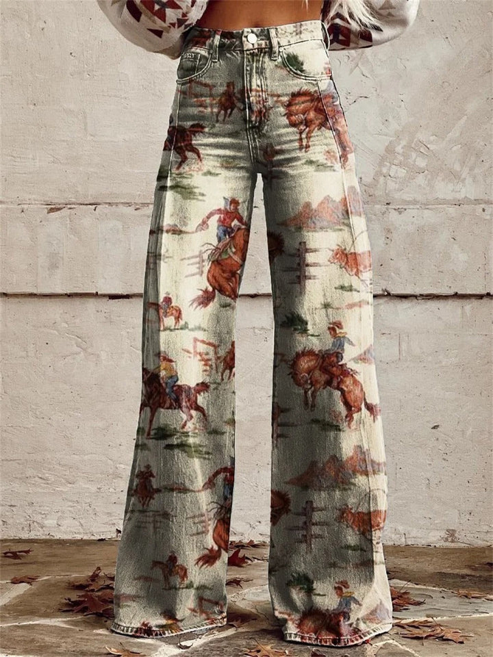 Penelope | Vintage Printed Wide-Leg Pants
