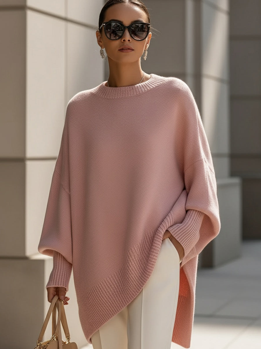 Women's Oversized Asymmetrical Merino Wool Knit Sweater