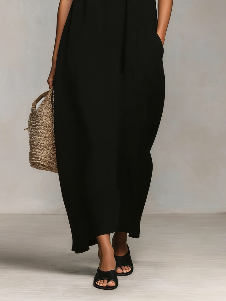 Women's Minimalist Vacation Style Color-blocked Spaghetti Strap Maxi Dress