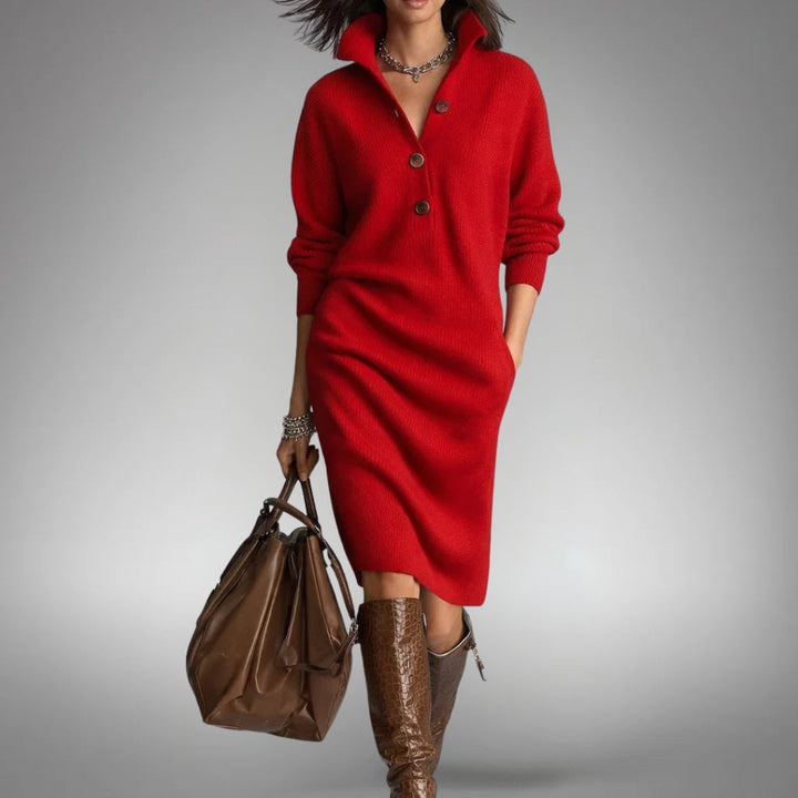 Mira | Wool Mix Knit Polo Dress