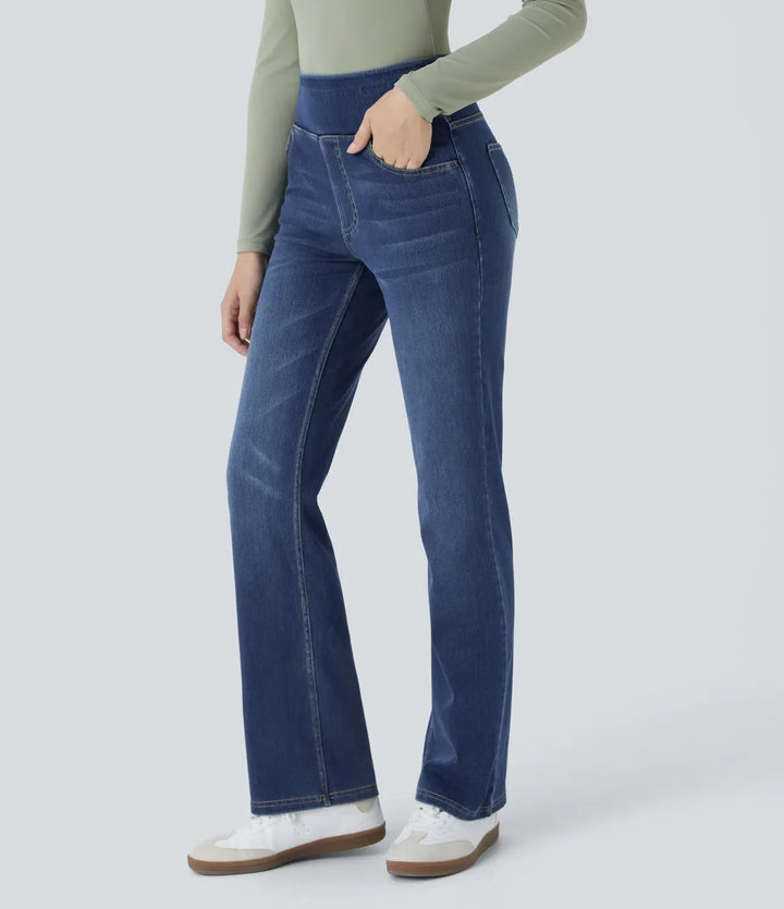 Premium Wash™ High Waisted Pockets Washed Casual Bootcut Jeans