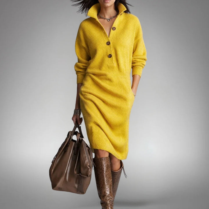 Mira | Wool Mix Knit Polo Dress