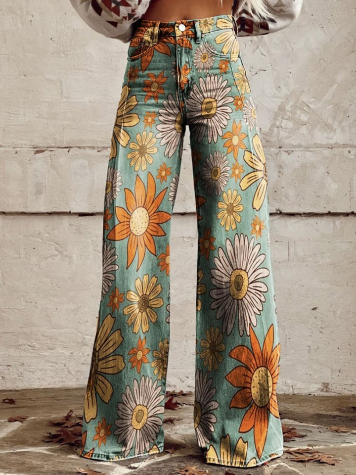 Scarlett | Vintage Floral Wide-Leg Pants