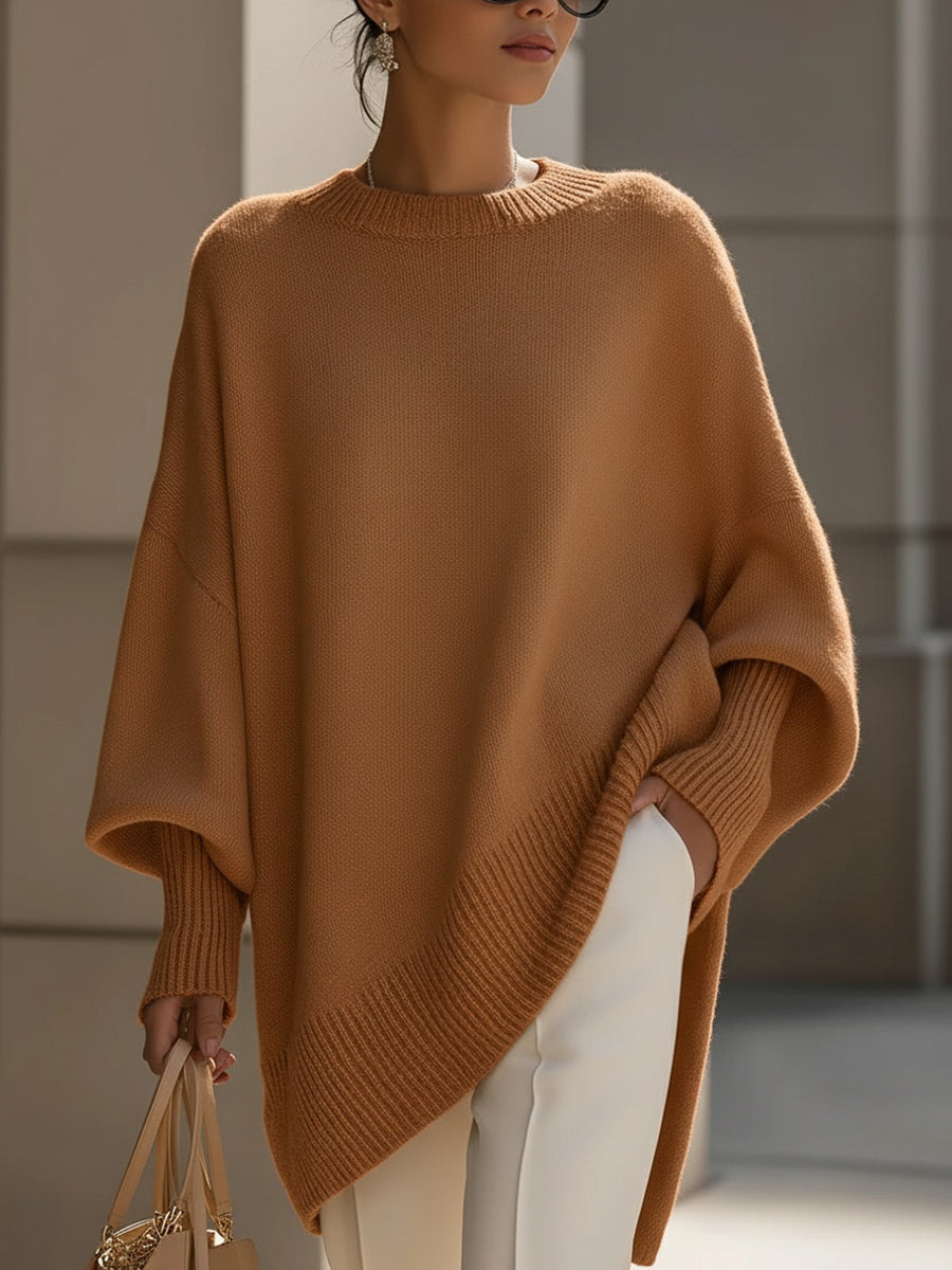 Women's Oversized Asymmetrical Merino Wool Knit Sweater