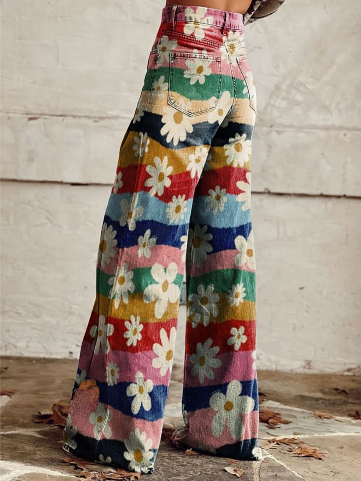Lily | Striped Floral Wide-Leg Pants