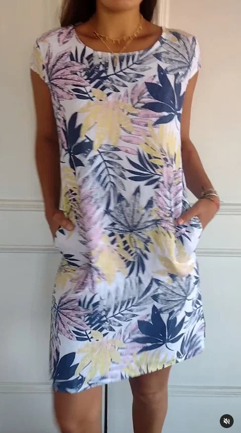 Elisa | Printed Cotton and Linen Summer Dress for Women with Pockets