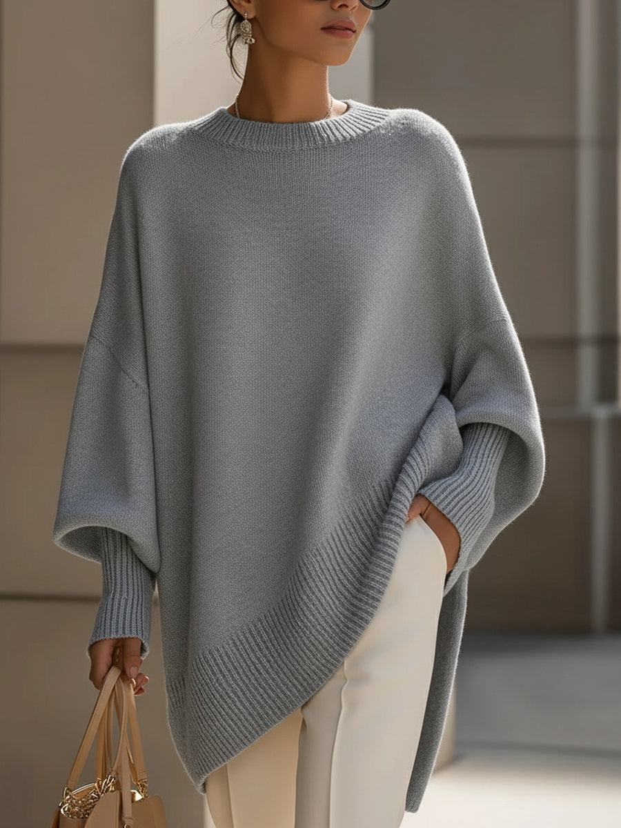 Women's Oversized Asymmetrical Merino Wool Knit Sweater