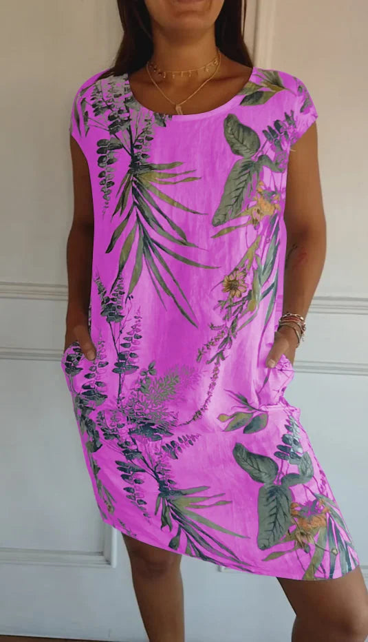Elisa | Printed Cotton and Linen Summer Dress for Women with Pockets