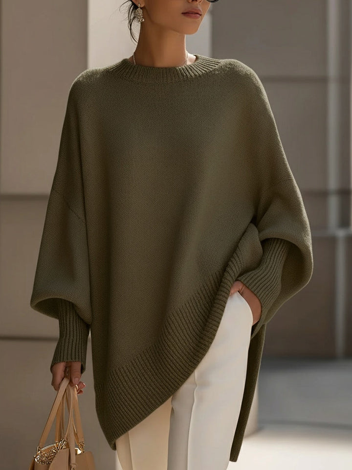 Women's Oversized Asymmetrical Merino Wool Knit Sweater