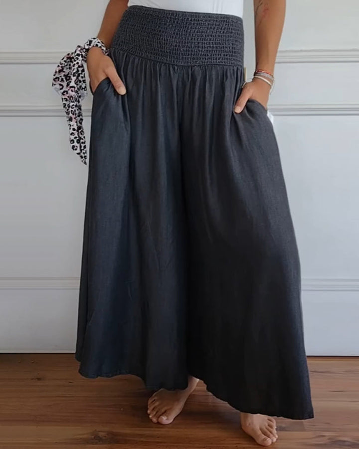 Amelia | Elastic-Waist Wide-Leg Pants
