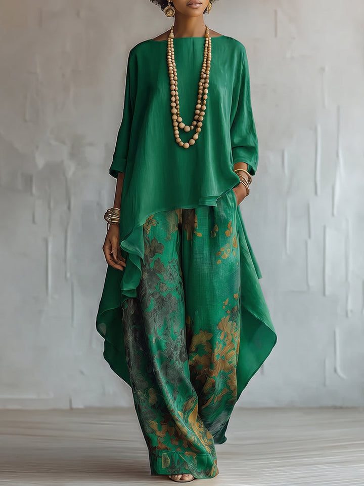 Tamara | Elegant Artistic Floral Print Two-Piece Set