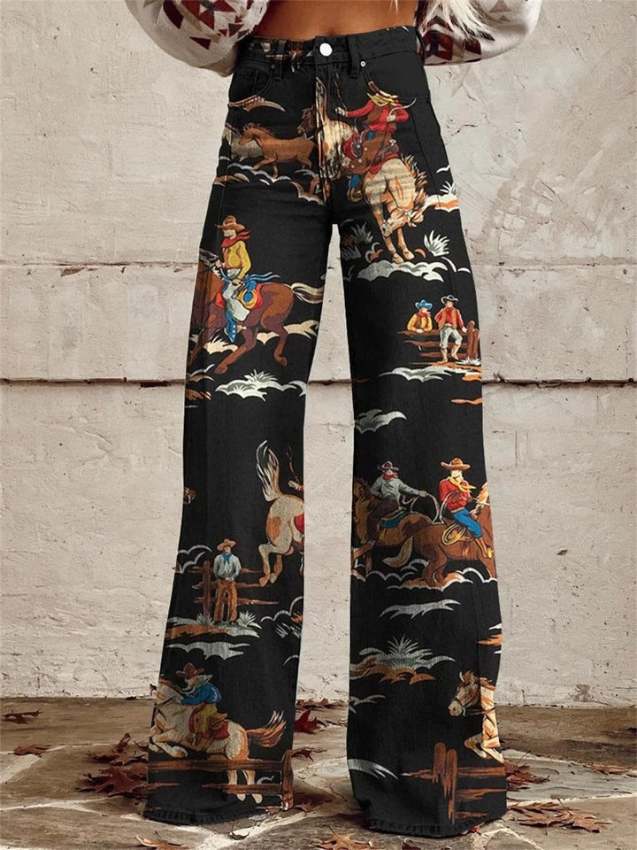Penelope | Vintage Printed Wide-Leg Pants