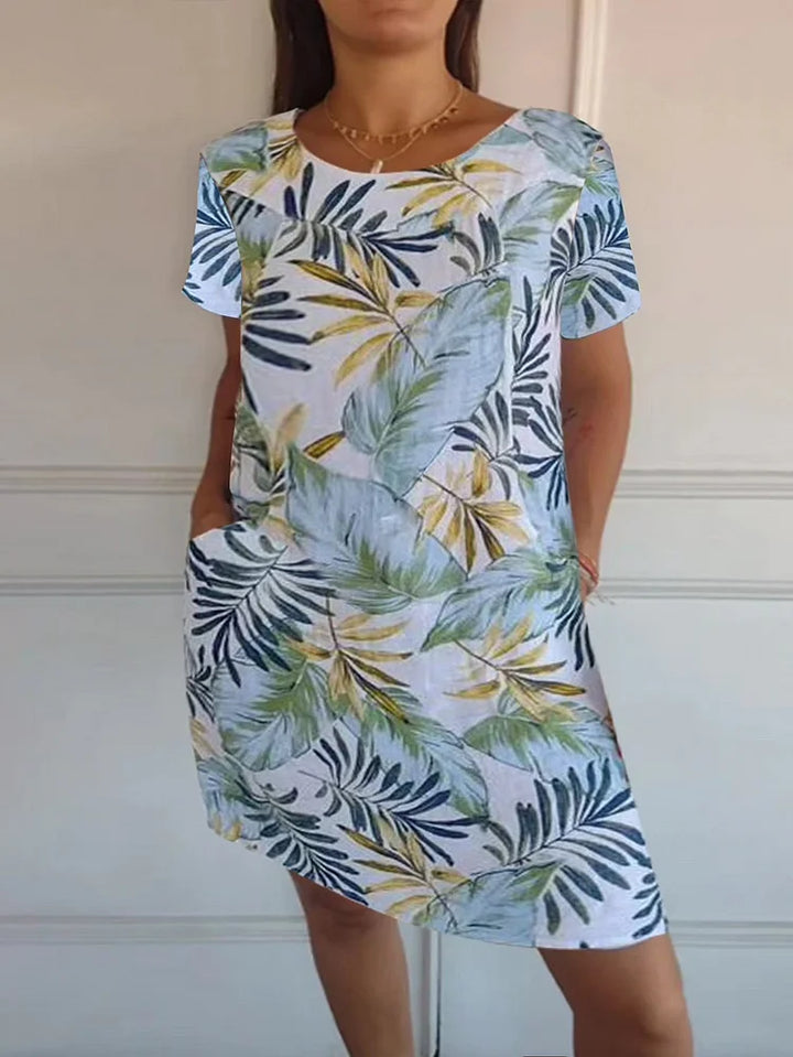 Elisa | Printed Cotton and Linen Summer Dress for Women with Pockets