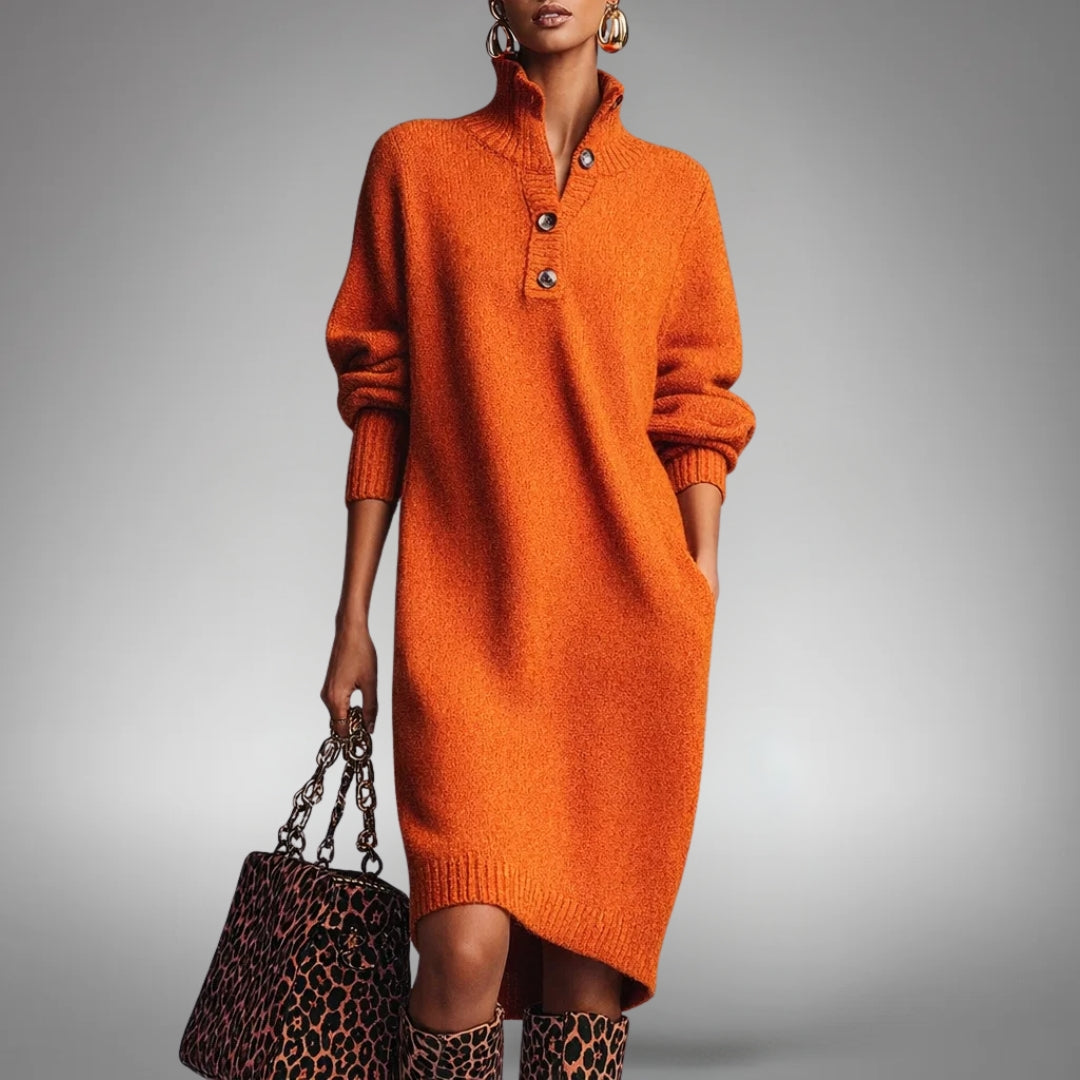 Mira | Wool Mix Knit Polo Dress
