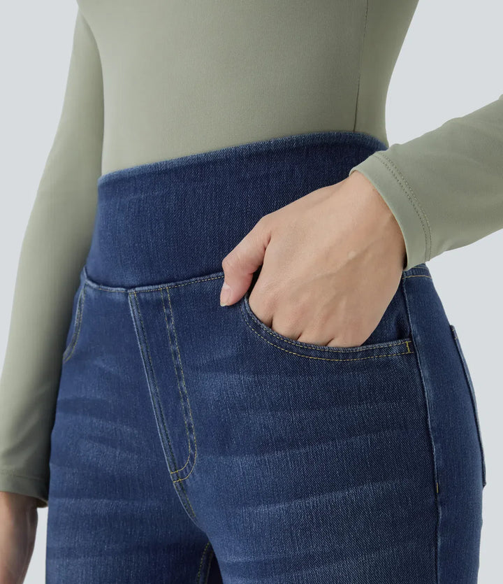 Premium Wash™ High Waisted Pockets Washed Casual Bootcut Jeans