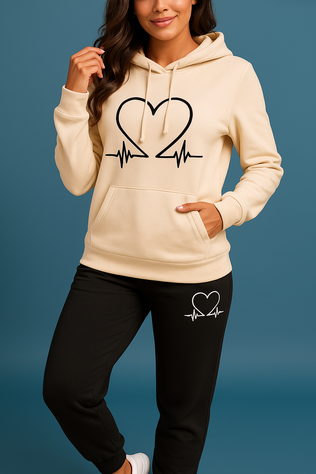 Women's Heartbeat Tracksuit – Soft Fleece Comfort