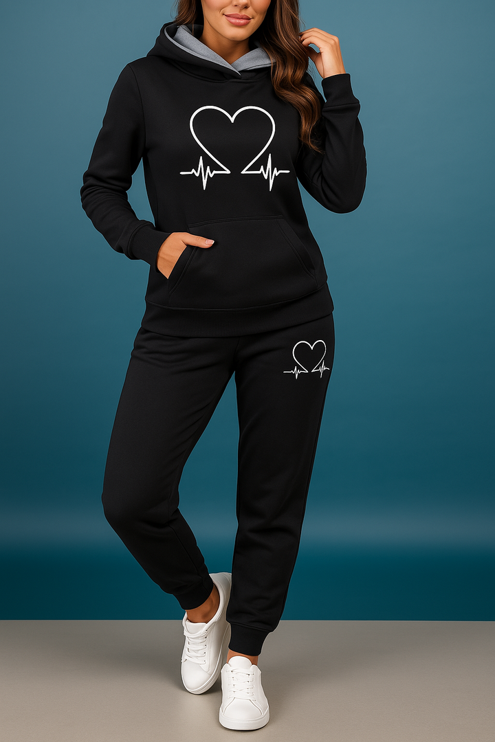 Women's Heartbeat Tracksuit – Soft Fleece Comfort