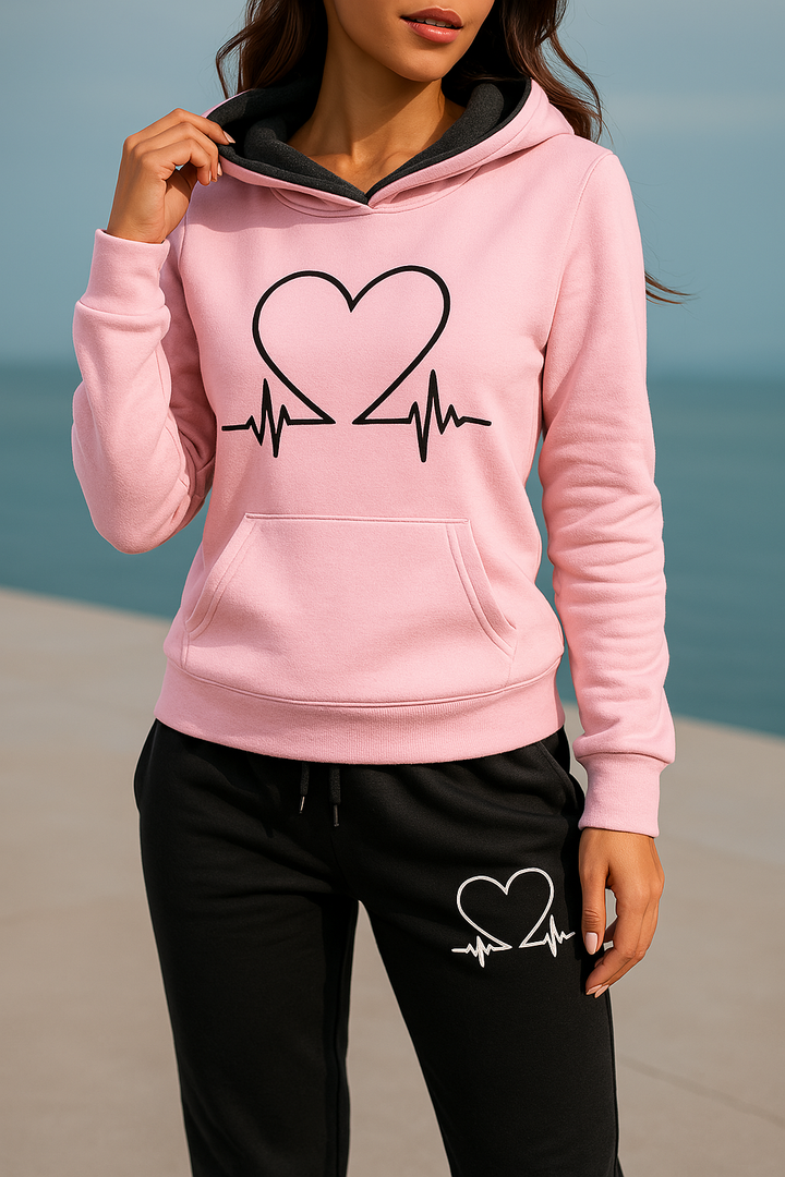 Women's Heartbeat Tracksuit – Soft Fleece Comfort