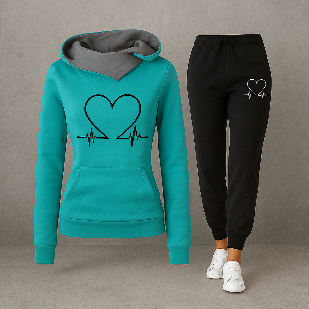 Women's Heartbeat Tracksuit – Soft Fleece Comfort