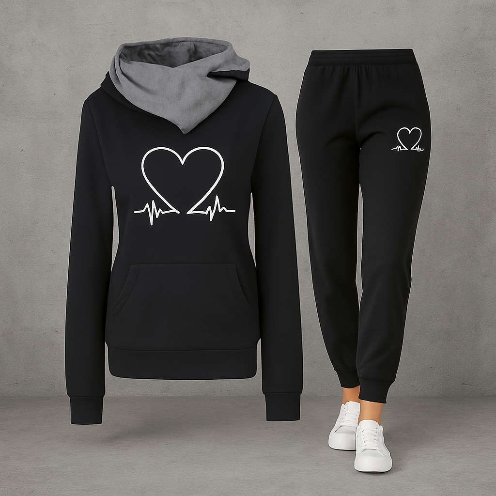 Women's Heartbeat Tracksuit – Soft Fleece Comfort