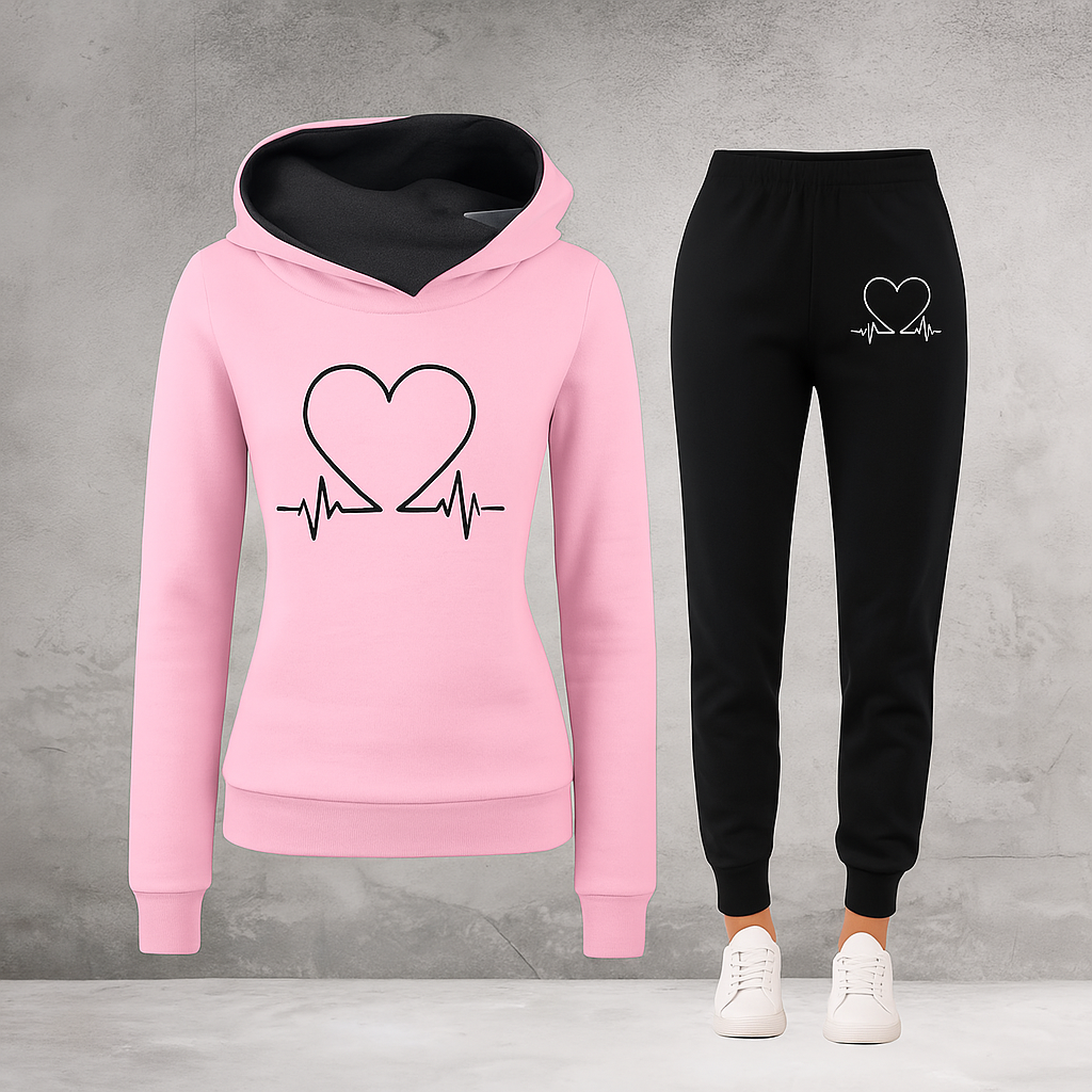 Women's Heartbeat Tracksuit – Soft Fleece Comfort