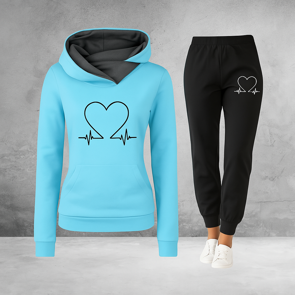 Women's Heartbeat Tracksuit – Soft Fleece Comfort