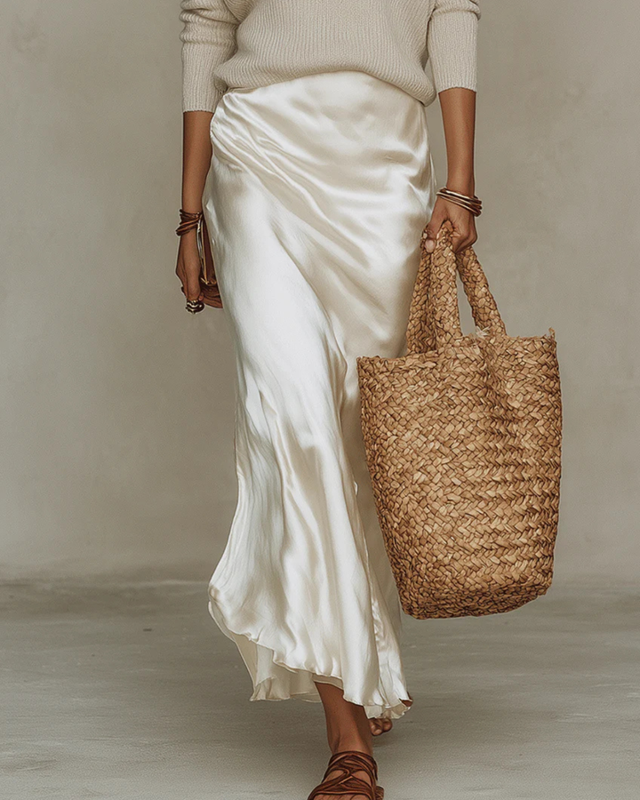 Elara | Midi Satin Dress with Included Sweater