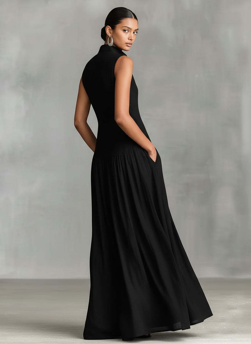 Women's Minimalist Linen Blend Sleeveless Maxi Dress