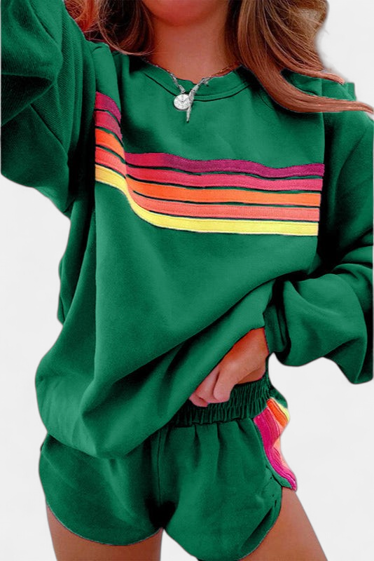 JOVIE | Women's Comfy Striped Crew Neck Lounge Set
