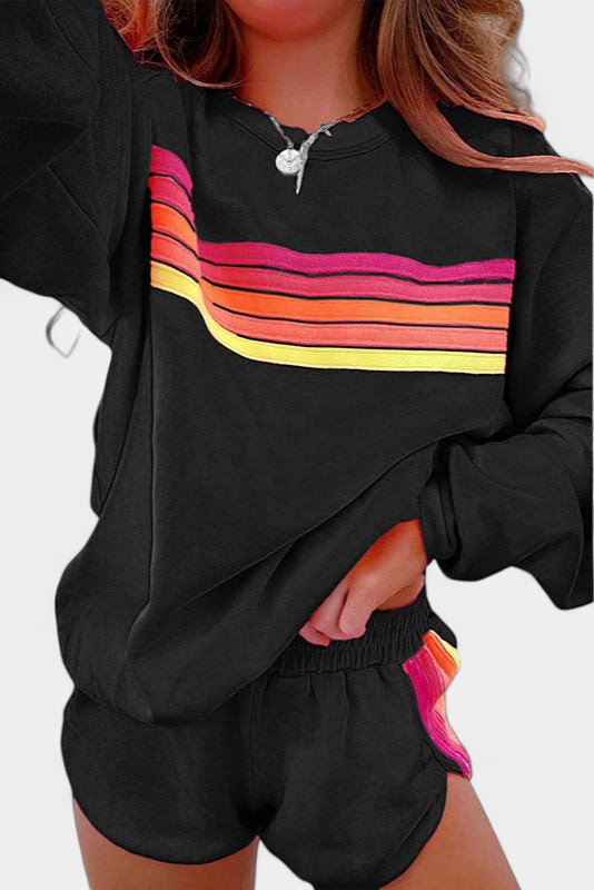 JOVIE | Women's Comfy Striped Crew Neck Lounge Set