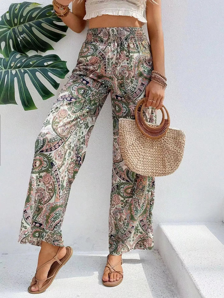 Olivia | Vintage Printed Wide-Leg Pants