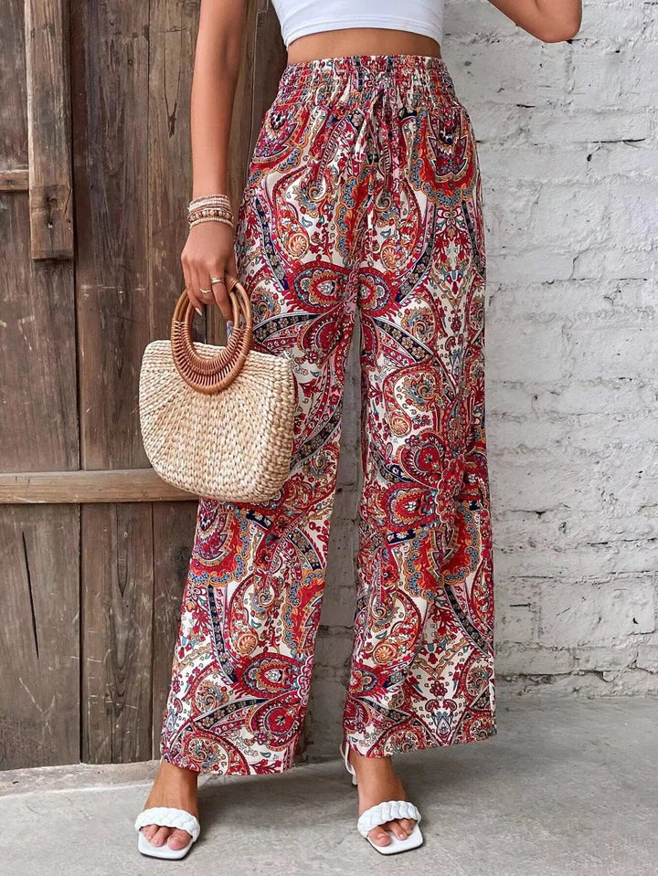 Olivia | Vintage Printed Wide-Leg Pants