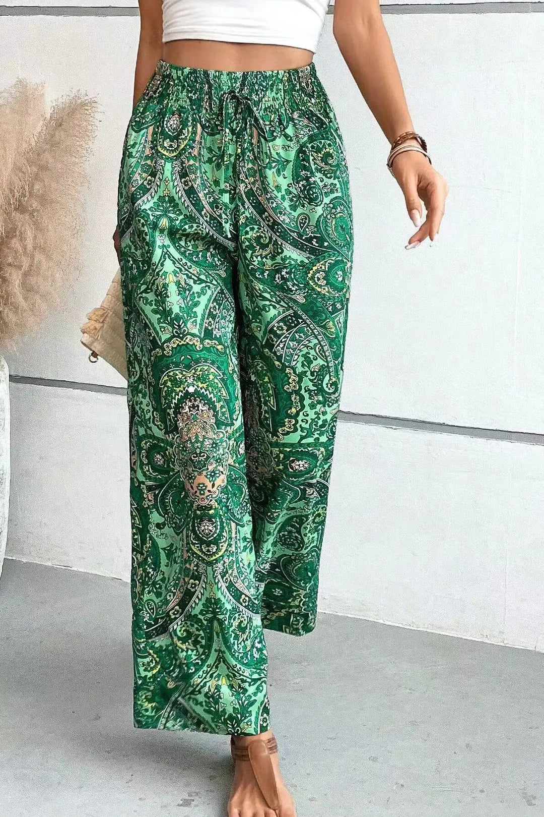 Olivia | Vintage Printed Wide-Leg Pants