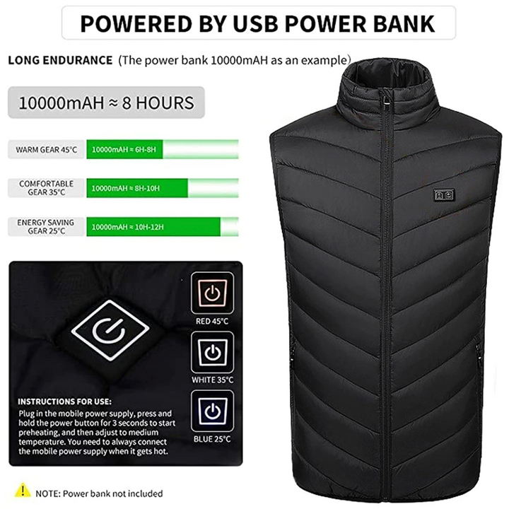 BodyWarmer – Verwarmd vest met drie warmtestanden