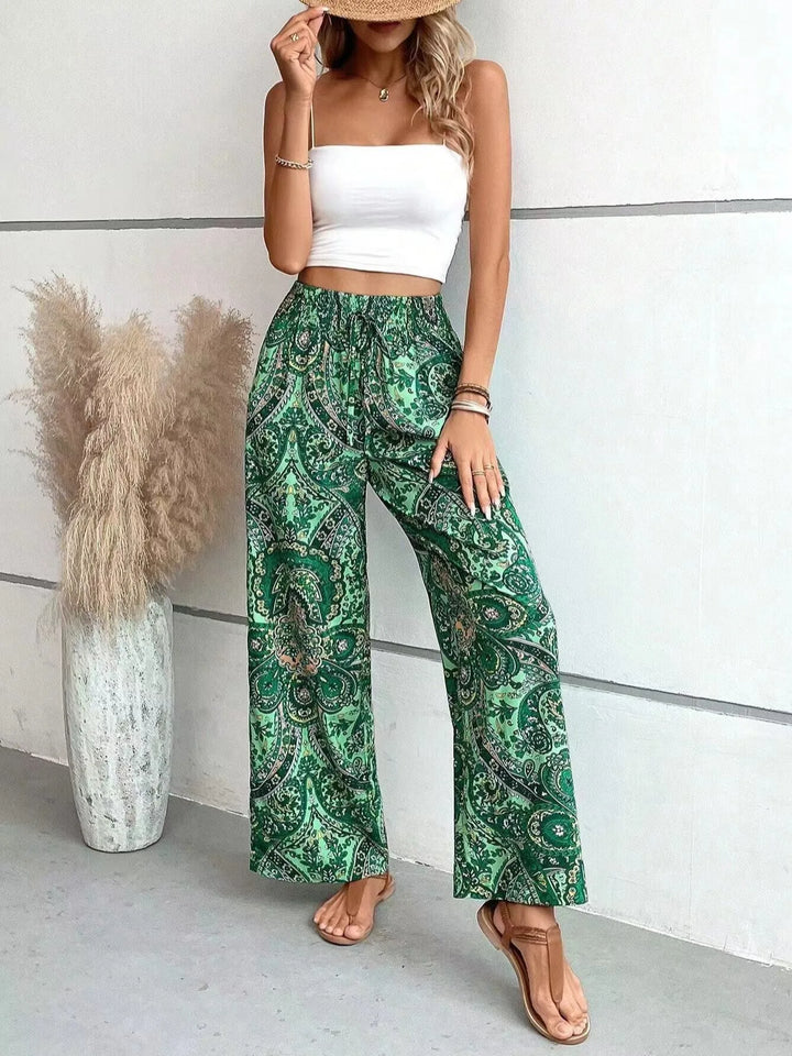 Olivia | Vintage Printed Wide-Leg Pants
