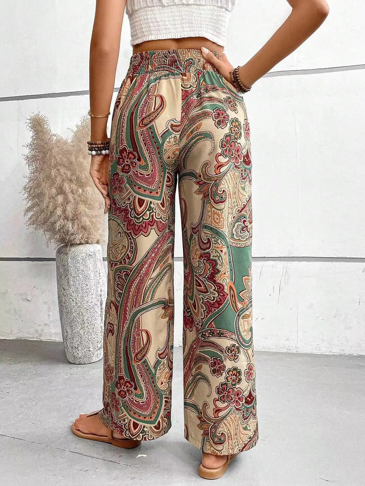 Olivia | Vintage Printed Wide-Leg Pants