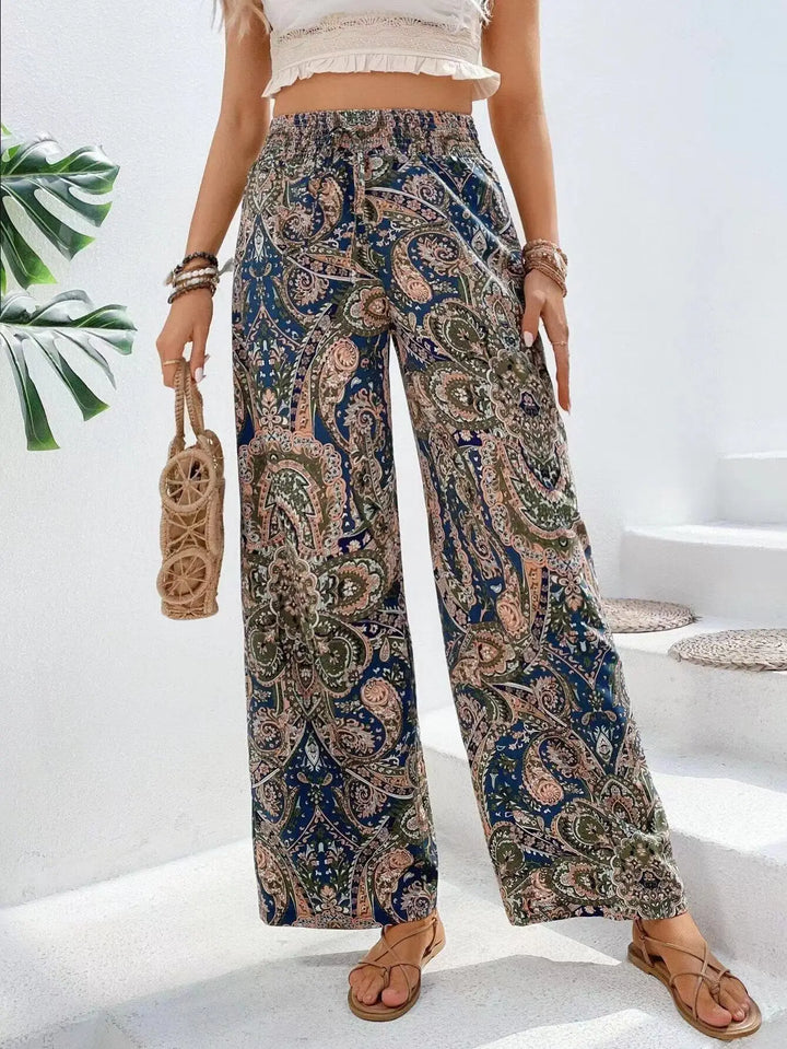 Olivia | Vintage Printed Wide-Leg Pants