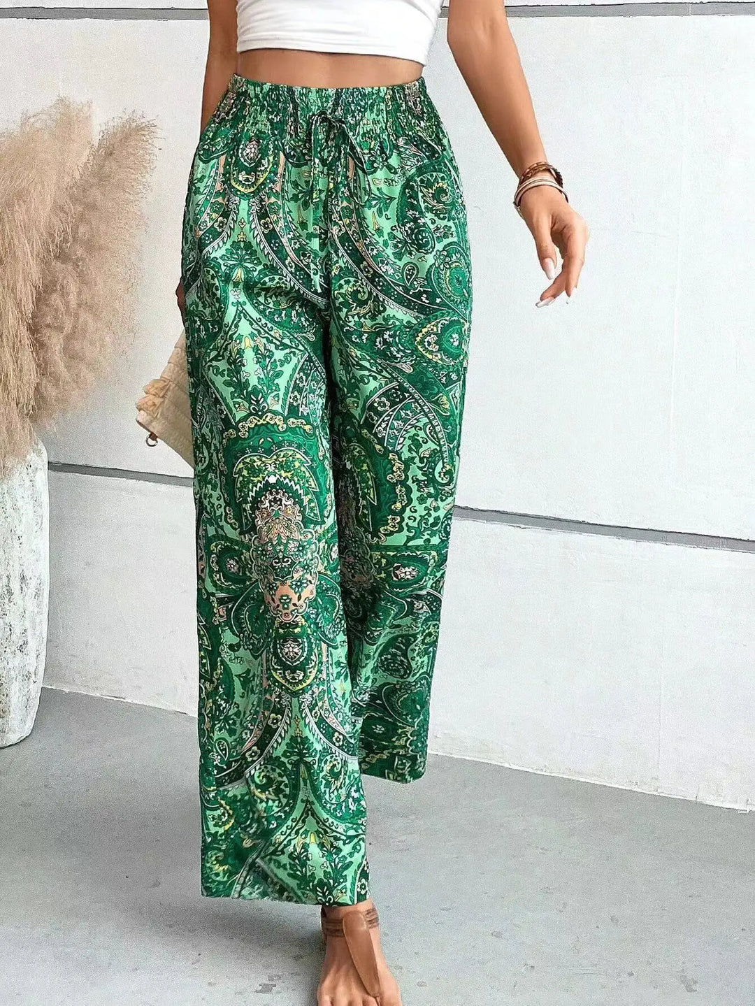Olivia | Vintage Printed Wide-Leg Pants