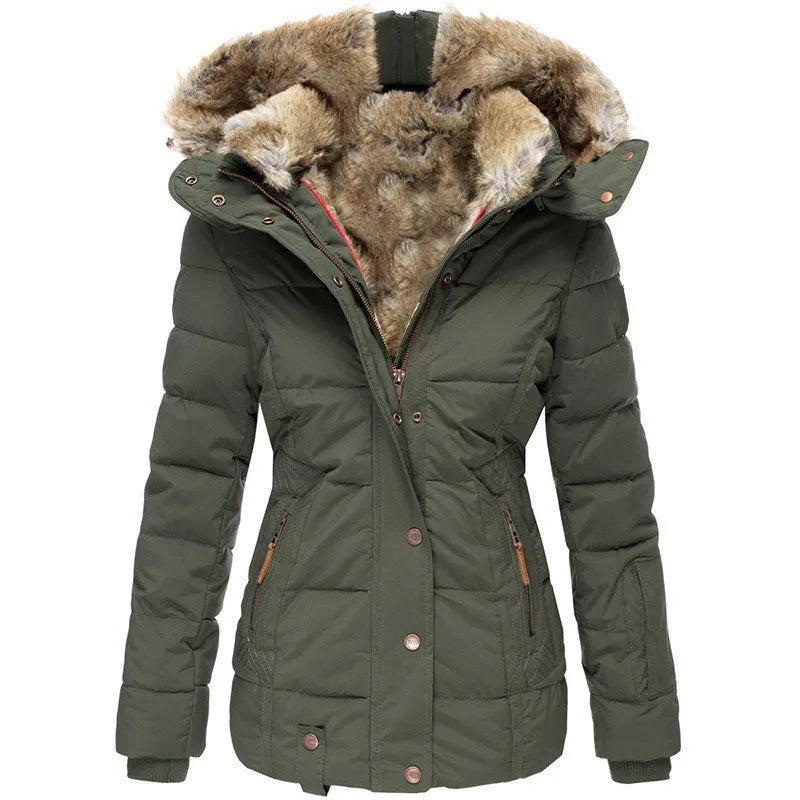 Veda | Women's Fitted Faux Fur Hooded Parka Jacket