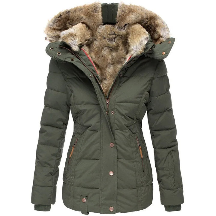 Veda | Women's Fitted Faux Fur Hooded Parka Jacket