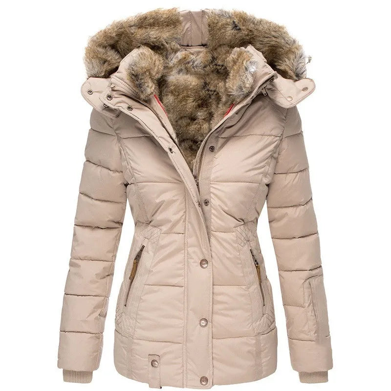 Veda | Women's Fitted Faux Fur Hooded Parka Jacket
