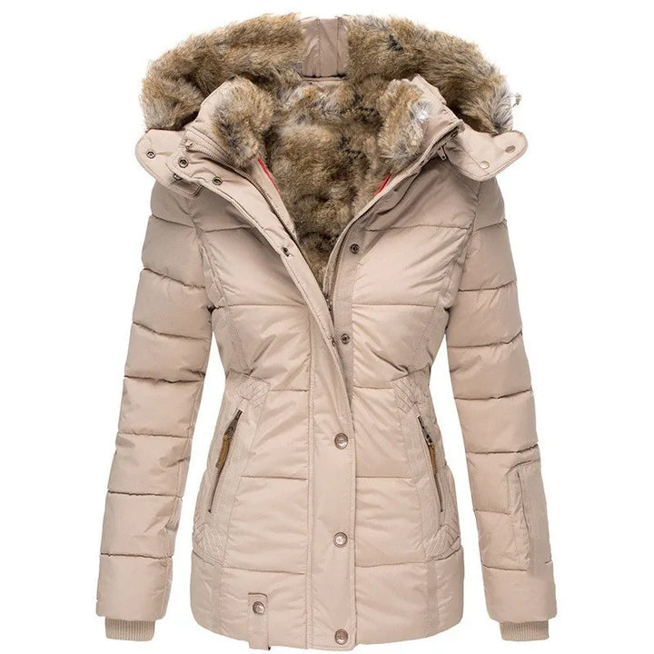 Veda | Women's Fitted Faux Fur Hooded Parka Jacket