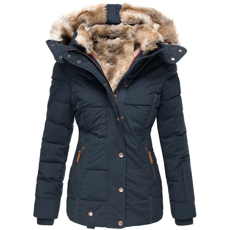 Veda | Women's Fitted Faux Fur Hooded Parka Jacket