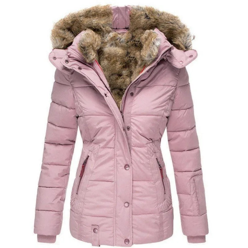 Veda | Women's Fitted Faux Fur Hooded Parka Jacket