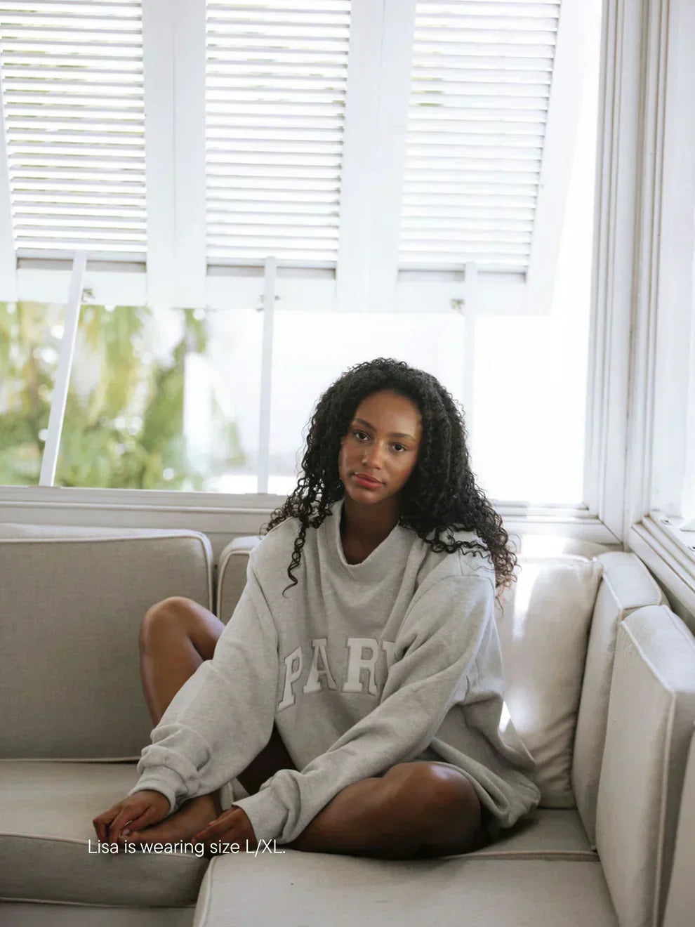 Varsity Oversized Sweatshirt Grey with White Letters