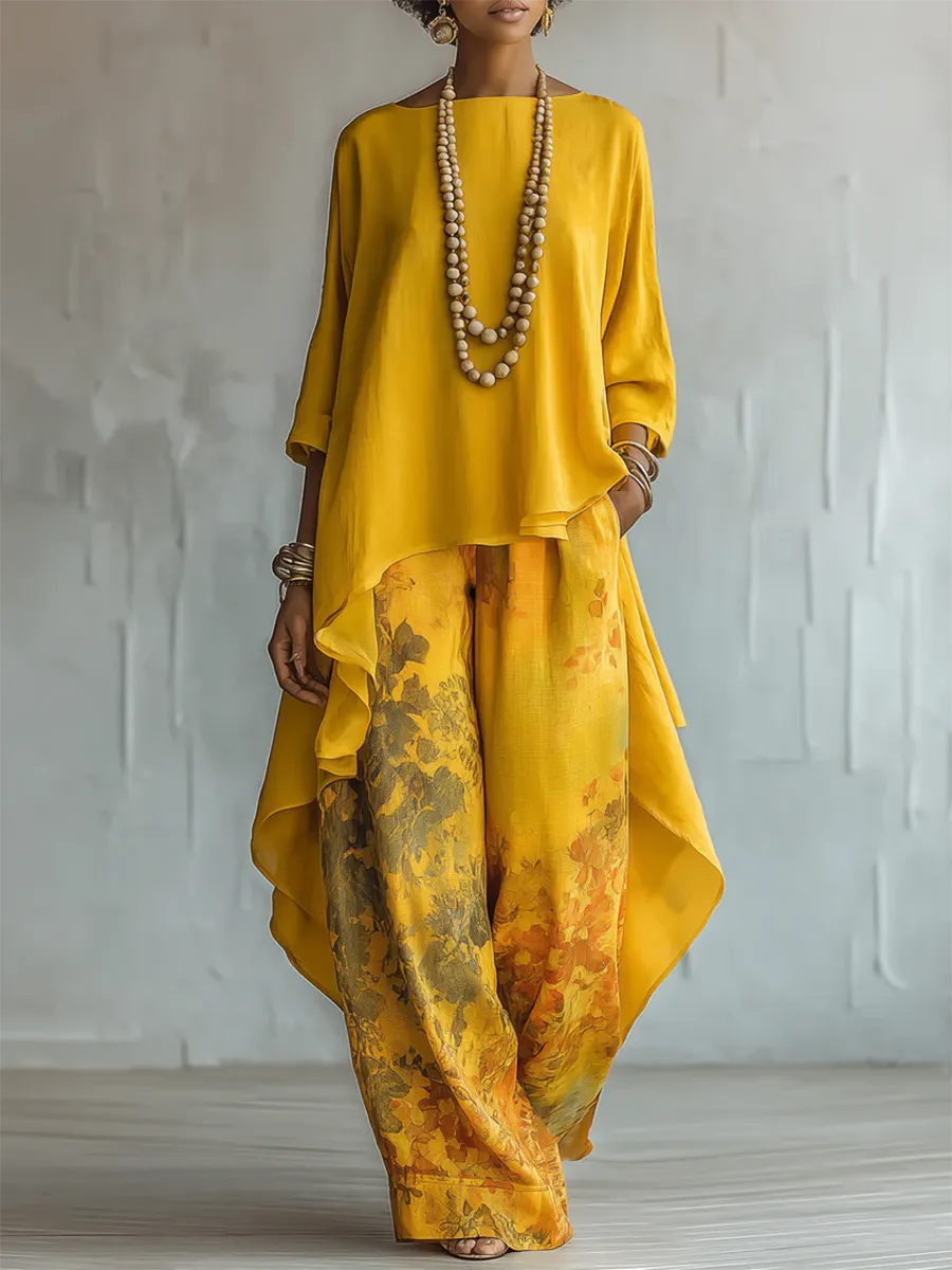 Tamara | Elegant Artistic Floral Print Two-Piece Set